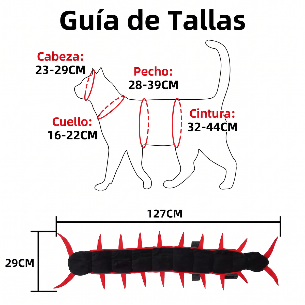 Disfraz de Ciempiés para Gato — Halloween/Día de Muertos